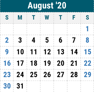 Aug calendar